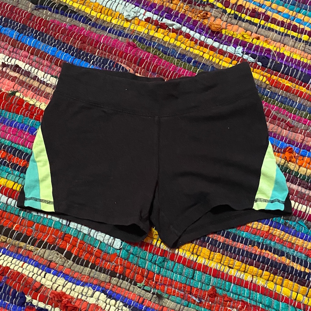 Xersion Black Shorts with Blue and Green Accents